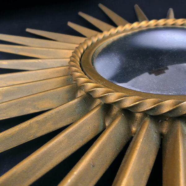 Miroir soleil Chaty Vallauris ancien œil de sorcière bombé - Déco 50 - France (détail)