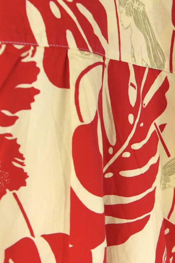 Chemise tahitienne Hinano collector rouge et beige vintage Taille L Tahiti (soufflet dos)
