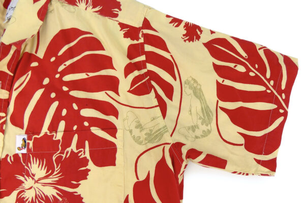 Chemise tahitienne Hinano collector rouge et beige vintage Taille L Tahiti (manche)