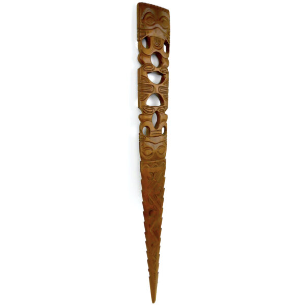 Grand couteau Tiki cranté en Miro sculpté (3/4)