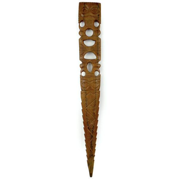 Grand couteau Tiki cranté en Miro sculpté (face)