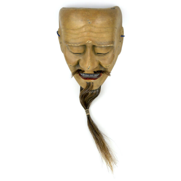 Masque nô Kagekiyo guerrier japonais signé Chōshū en hinoki Période Heisei (dessus 3/4)