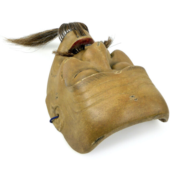 Masque nô Kagekiyo guerrier japonais signé Chōshū en hinoki Période Heisei (dessus 3/4)