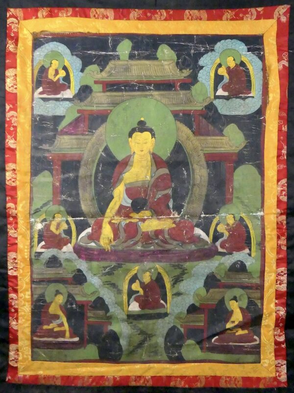 Grand Thangka tibétain ancien Bouddhisme Tibétain Art himalayen (face)