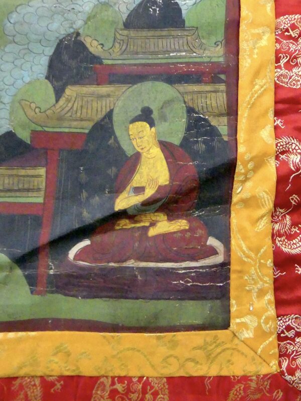 Grand Thangka tibétain ancien Bouddhisme Tibétain Art himalayen (détail)