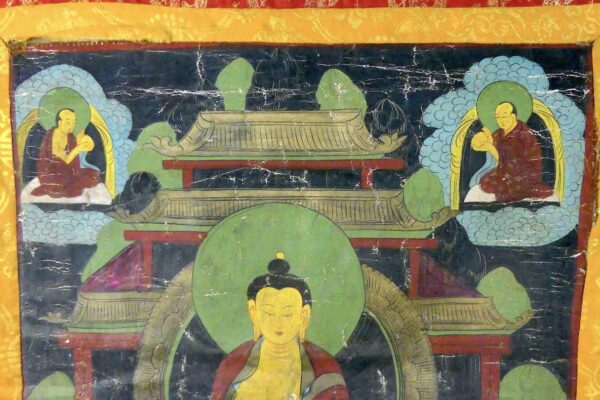 Grand Thangka tibétain ancien Bouddhisme Tibétain Art himalayen (détail)