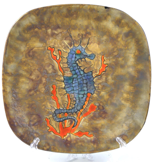 Petite assiette hippocampe vintage de collection signée Pièce unique (face)