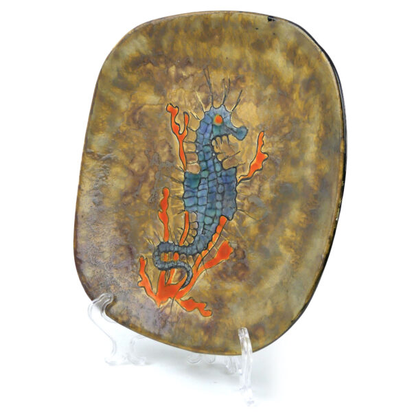 Petite assiette hippocampe vintage de collection signée Pièce unique (3/4)