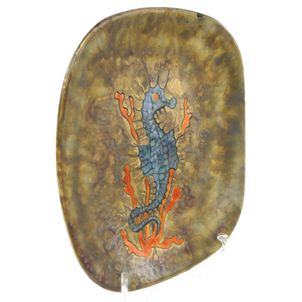 Petite assiette hippocampe vintage de collection signée Pièce unique (3/4)