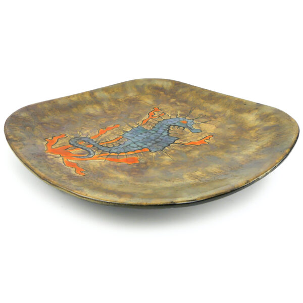 Petite assiette hippocampe vintage de collection signée Pièce unique (3/4)