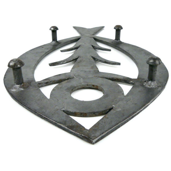 Dessous-de-plat poisson en acier découpé Ichthus Ferronnerie d’art (dessous 3/4)