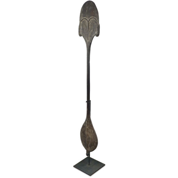 Ao Rapa Nui bâton d’autorité biface Île de Pâques en bois dur sur socle (3/4)