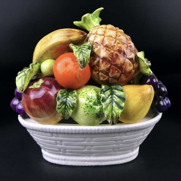 Trois petits paniers à fruits en barbotine multicolore Années 50/60 Italie (1/face)