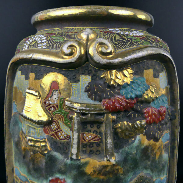 Pot Satsuma ancien de la période Meiji - Faïence japonaise de collection - Japon (détail)