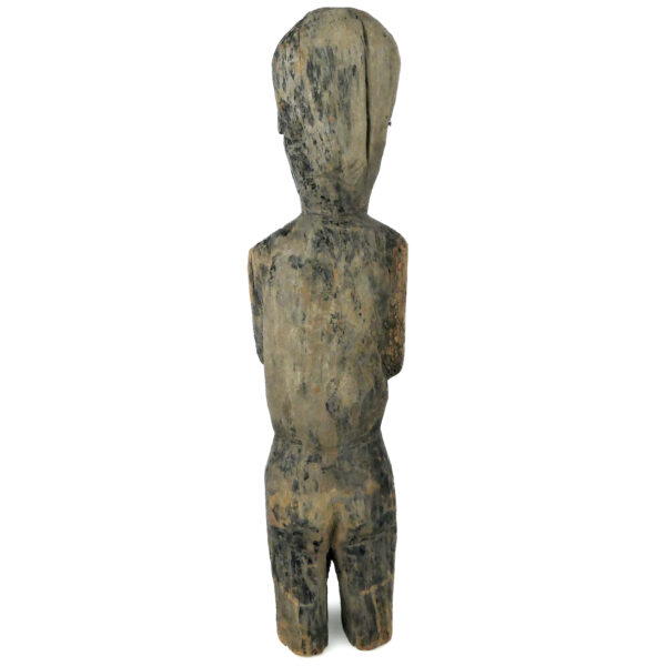Grande statue protectrice Putali ancienne en bois dense érodé Népal Himalaya (dos)
