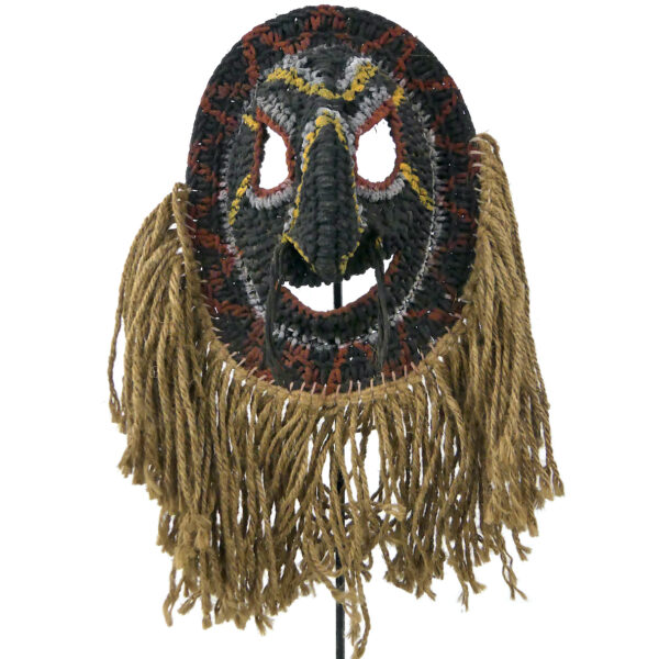 Petit masque tressé Baba Abelam sur pied Papouasie-Nouvelle-Guinée (face)