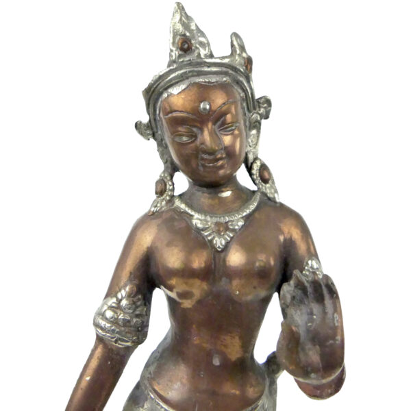 Statuette Tārā tibétaine ancienne Bouddhisme Tibétain Art himalayen (face)
