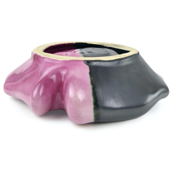 Coupelle poisson vide-poche vintage Vallauris céramique rose et noir Mi-XXe (dessous)