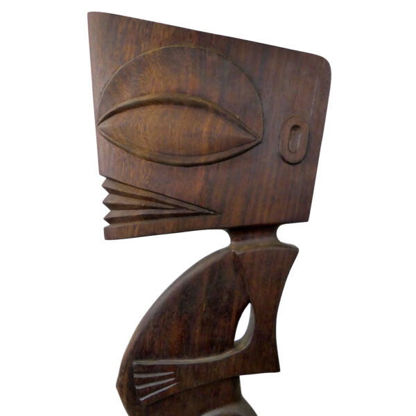 Grand Tiki Tangaroa des îles Cook en bois signé Phil Totem Tiki Pop (profil)