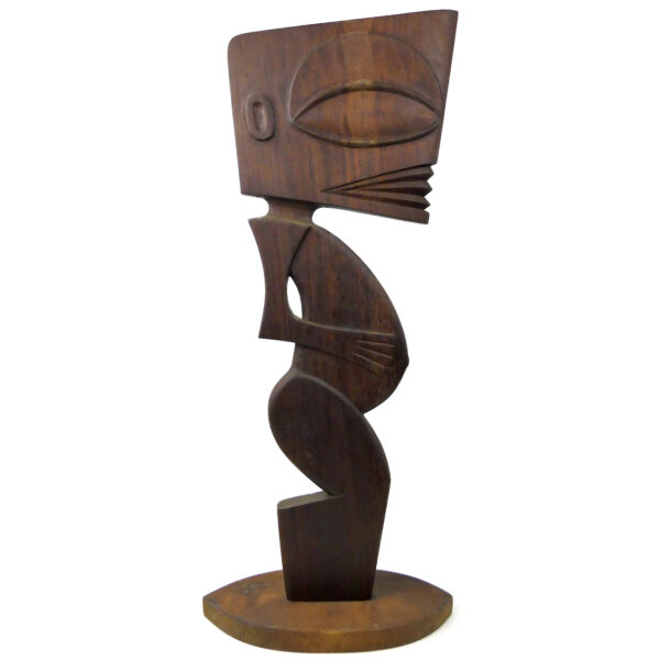 Grand Tiki Tangaroa des îles Cook en bois signé Phil Totem Tiki Pop (profil)