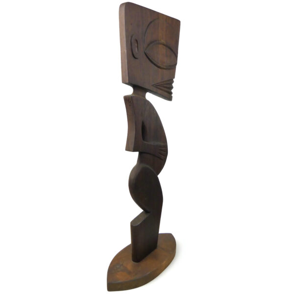 Grand Tiki Tangaroa des îles Cook en bois signé Phil Totem Tiki Pop (3/4 dos)