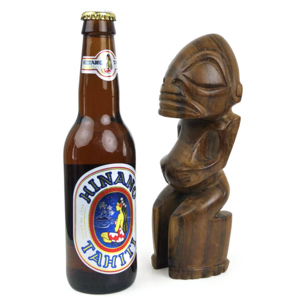 Petit tiki marquisien ancien en bois précieux bicolore (proportion)