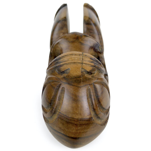 Petit tiki marquisien ancien en bois précieux bicolore (dessus)