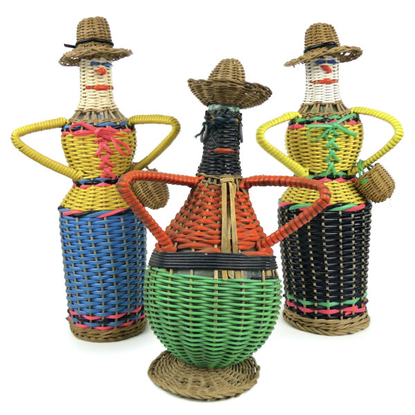Set de 7 bouteilles scoubidou vintage Déco rétro kitsch Objets souvenir 60 (fermiers)