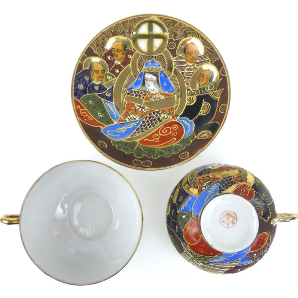 Service à thé Satsuma Dragonware Kutani en porcelaine Début XXe (dessus)