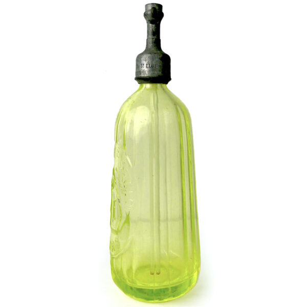 Siphon à eau de Seltz ancien en ouraline et étain Début XXe Tours (profil)