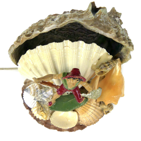 Lampe d’ambiance du pêcheur en ormeau et coquillages Souvenir 60 (dessus)
