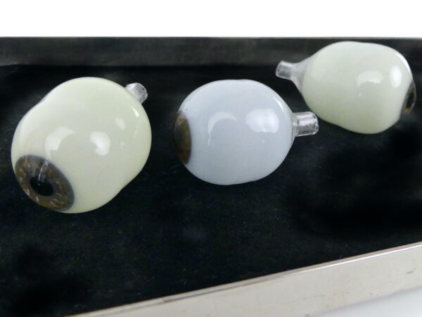 Boîte chirurgicale aux 19 globes oculaires Yeux de verre de prothésiste oculariste (détail)