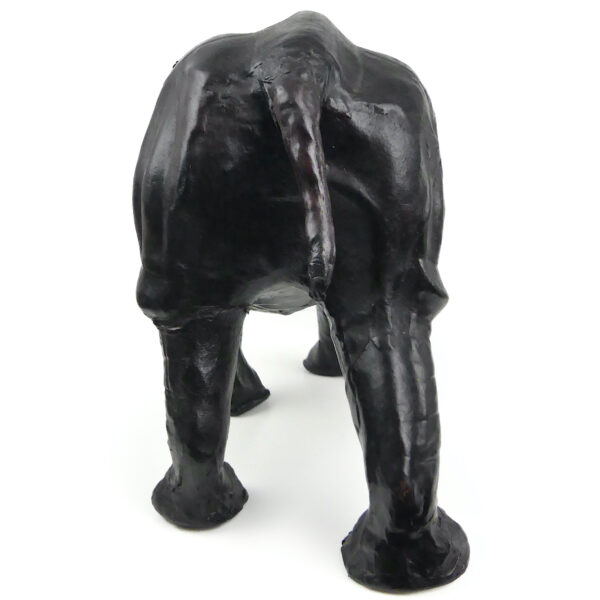 Grand rhinocéros en cuir moulé de la mi-XXe - Objet de collection vintage (dos)