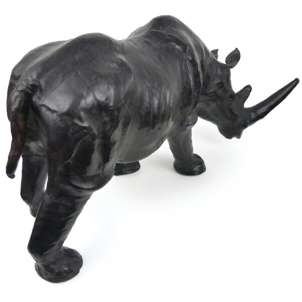 Grand rhinocéros en cuir moulé de la mi-XXe - Objet de collection vintage (3/4 dos)