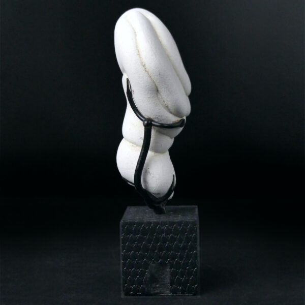 Pierre des Fées Marocaine blanche sur socle métallique noir Fairy Stone (profil)