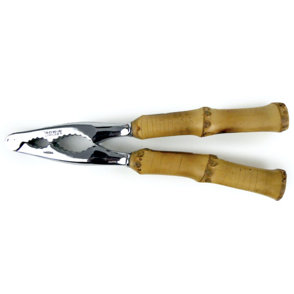Service à découper Bambou en inox Coutellerie française Années 50/70 (casse-noix / pince à crustacés)