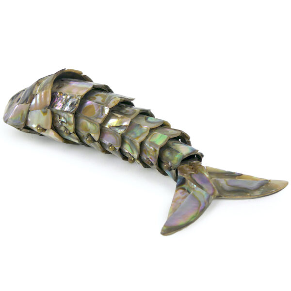 Décapsuleur poisson articulé nacre d’ormeau et argent Mexique Mi-XXe (3/4)