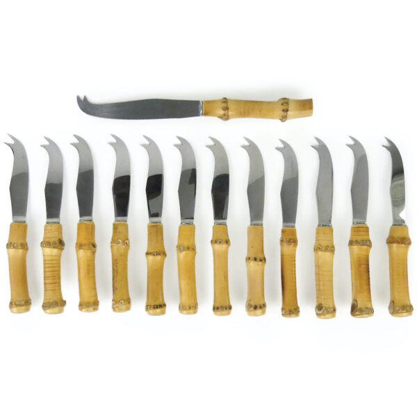Service à fromage Bambou et inox Coutellerie française Années 50/70 (dessus)