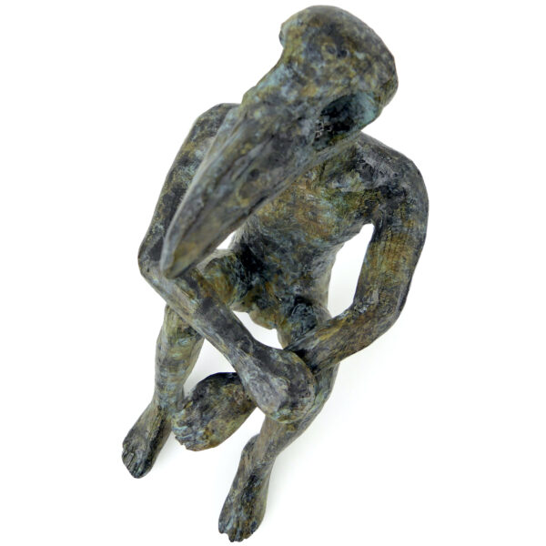 Homme-oiseau assis bronze anthropo-zoomorphe Yuwana Thaïlande (dessus 3/4)