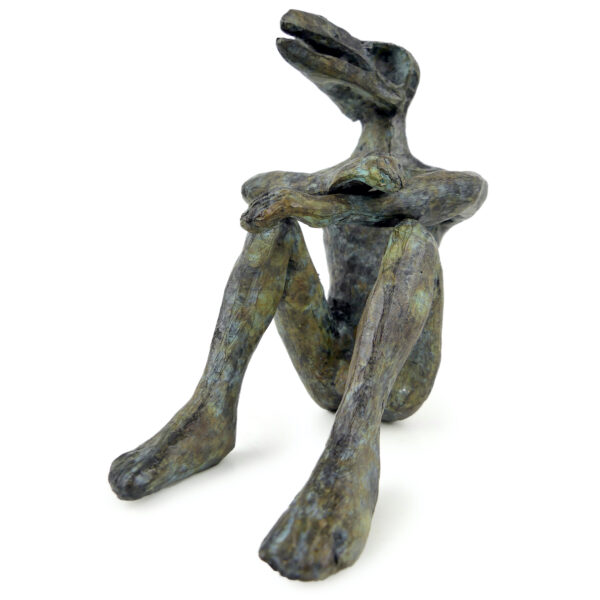 Homme-oiseau assis bronze anthropo-zoomorphe Yuwana Thaïlande (3/4)