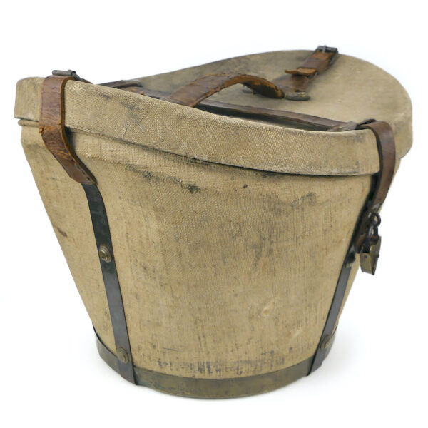 Boîte à chapeau rigide de voyage XIXe Bagage ancien de collection (3/4)