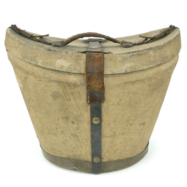 Boîte à chapeau rigide de voyage XIXe Bagage ancien de collection (dos)
