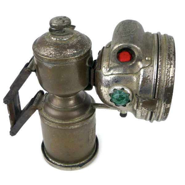 Lampe à carbure acétylène ancienne LUXOR pour bicyclette (profil)
