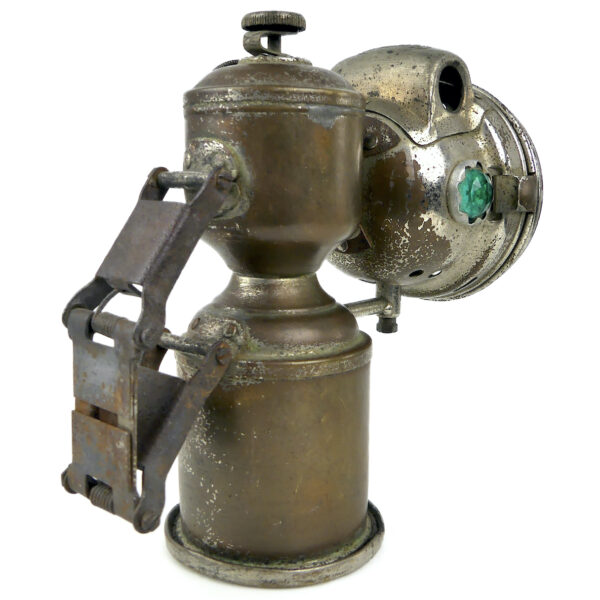 Lampe à carbure acétylène ancienne LUXOR pour bicyclette (3/4 dos)