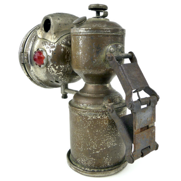 Lampe à carbure acétylène ancienne LUXOR pour bicyclette (3/4 dos)