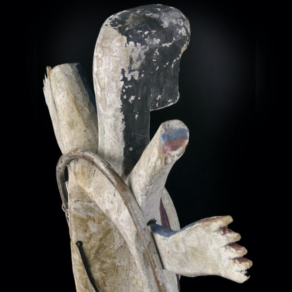 Grand masque Inua céphalomorphe 2 visages sur socle Artefact style Yupik (détail)
