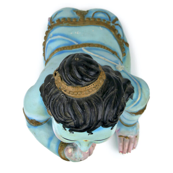 Statuette Bala Krishna Krishna enfant en papier mâché peint Culture hindoue (dessus)