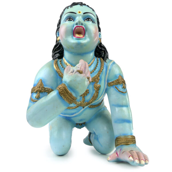 Statuette Bala Krishna Krishna enfant en papier mâché peint Culture hindoue (face)