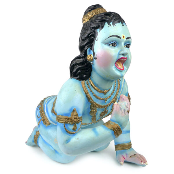 Statuette Bala Krishna Krishna enfant en papier mâché peint Culture hindoue (3/4)
