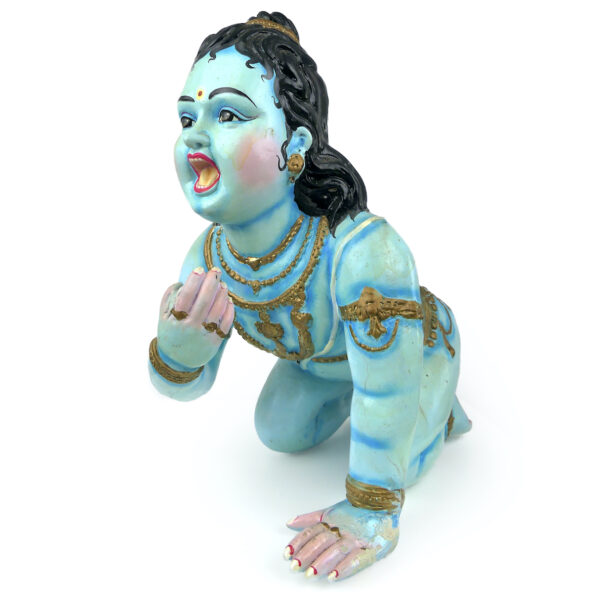 Statuette Bala Krishna Krishna enfant en papier mâché peint Culture hindoue (3/4)